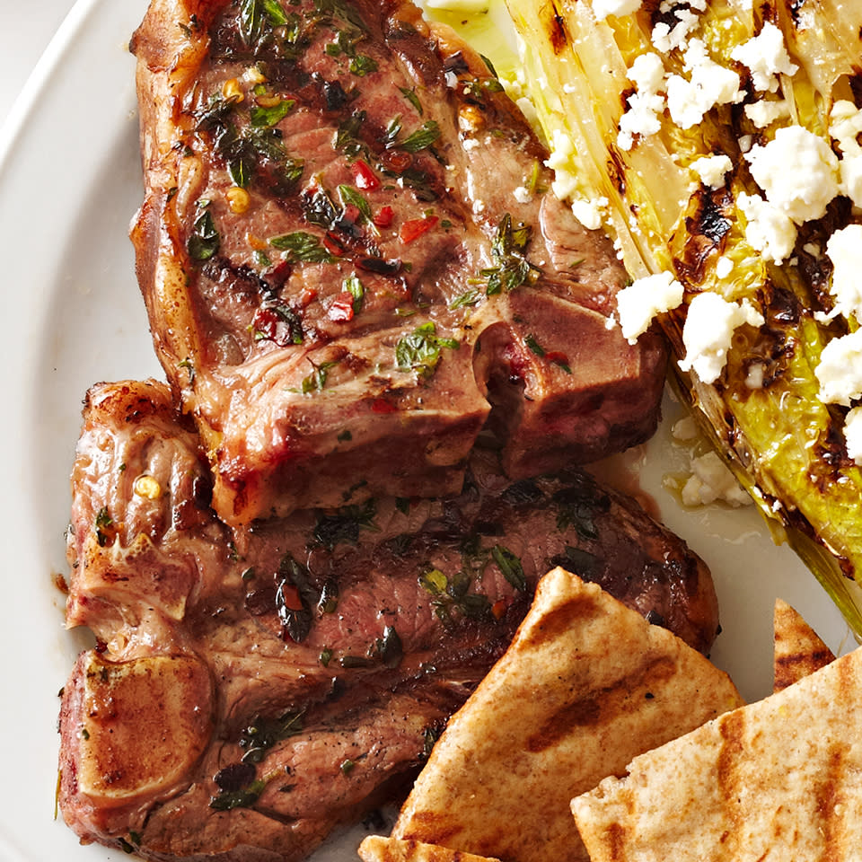 <p>Sometimes simple is best. These grilled lamb chops are a standout on their own, seasoned with just fresh thyme and a bit of crushed red pepper. <a href="https://www.eatingwell.com/recipe/266294/grilled-lamb-chops-with-thyme/" rel="nofollow noopener" target="_blank" data-ylk="slk:View Recipe;elm:context_link;itc:0;sec:content-canvas" class="link ">View Recipe</a></p>