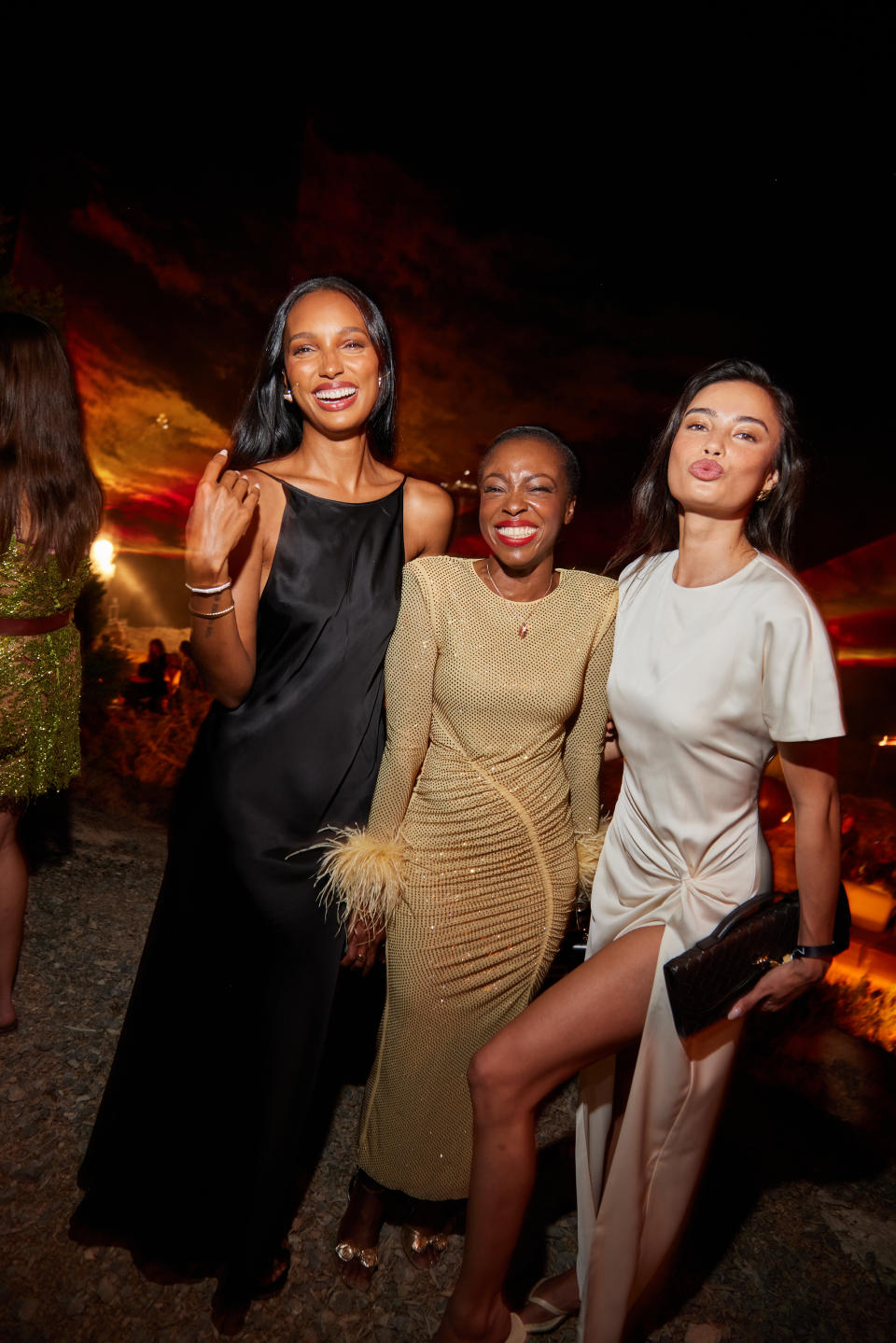 Jasmine Tookes, Aida Moudachirou, and Kelsey Merritt at MAC Cosmetics launch in Ibiza.