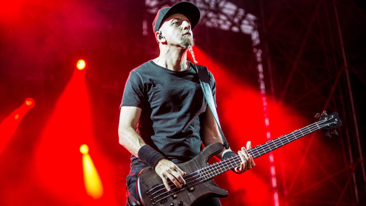  Shavo Odadjian, bassist of the band System of a Down, in concert at Firenze Rocks Festival. Florence, Italy. 25th June 2017. 