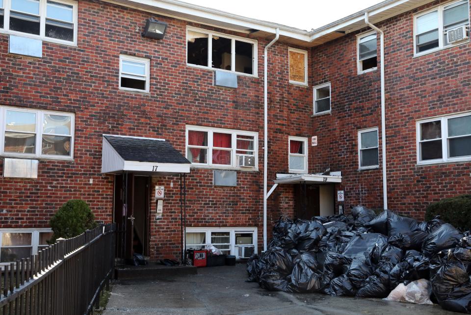 The day after a fire at 17 Slinn Ave. in the Surrey Carlton Apartments complex in Spring Valley, Feb. 26 2024. The fire destroyed numerous apartments and displaced at least 89 people.