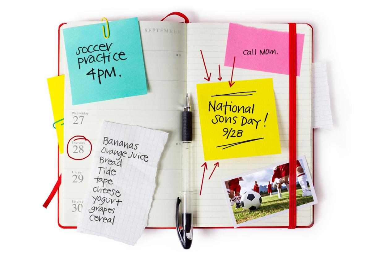 A personal planner calendar with post-it notes for National Sons and Daughter Day. 