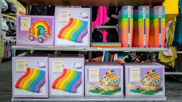 PHOTO: Pride Month apparel accessories are seen on display at a Target store, June 06, 2023 in Austin, Texas. (Brandon Bell/Getty Images)