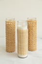 <p>Here's a cane webbing project that'll blend in well with your wedding decor. Cane webbing and candles are the only material needed, along with the hot glue gun to keep everything together. </p><p><a href="https://www.aliceandlois.com/diy-cane-wrapped-candles/" rel="nofollow noopener" target="_blank" data-ylk="slk:Get the tutorial at Alice and Lois »" class="link "><em>Get the tutorial at Alice and Lois »</em></a> </p><p><strong>RELATED:</strong><a href="https://www.goodhousekeeping.com/home/decorating-ideas/g38861616/candle-decoration-ideas/" rel="nofollow noopener" target="_blank" data-ylk="slk:18 Easy Candle Decoration Ideas to Add Charm and Warmth to Your Home" class="link "> 18 Easy Candle Decoration Ideas to Add Charm and Warmth to Your Home</a></p>