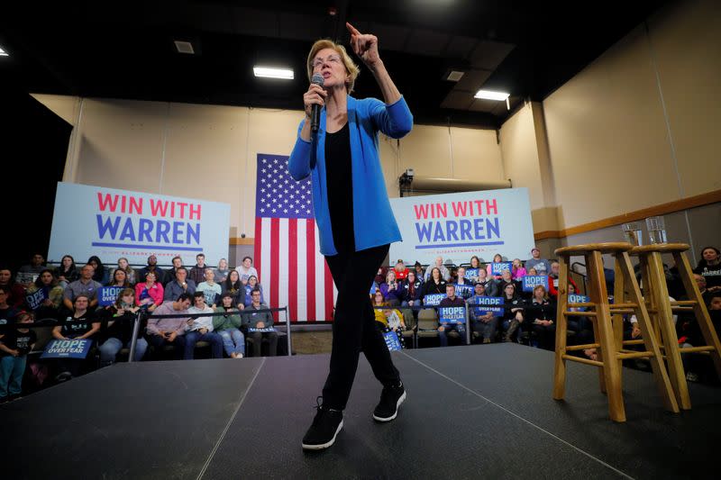 Democratic 2020 U.S. presidential candidate Warren holds a Get Out the Caucus Rally in Davenport