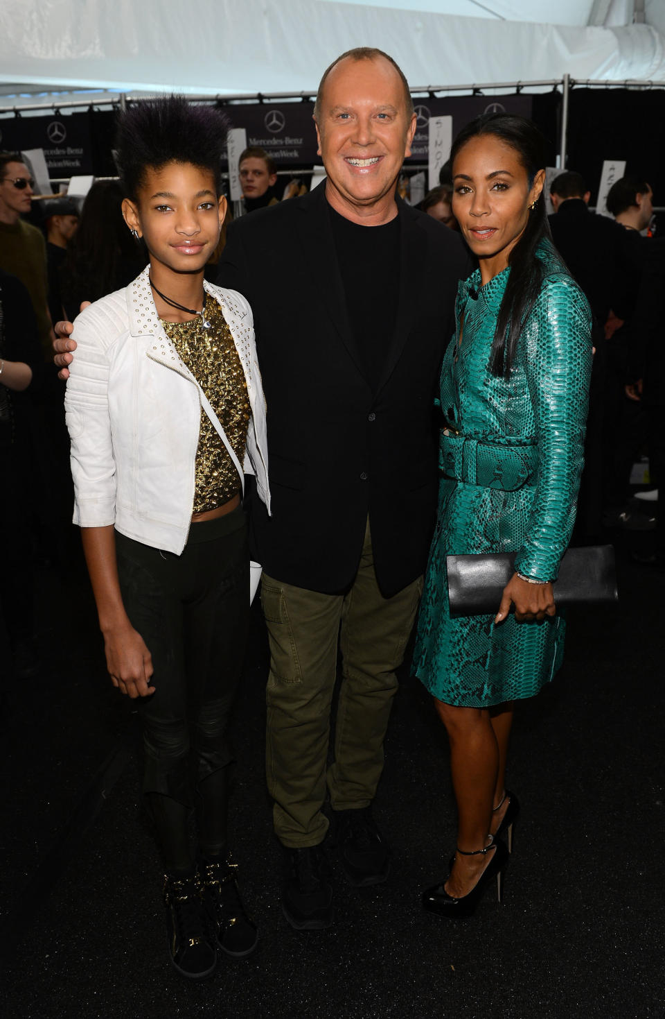 NEW YORK, NY - FEBRUARY 13:  (L-R) Willow Smith, Michael Kors and Jada Pinkett Smith attend the Michael Kors Fall 2013 fashion show during Mercedes-Benz Fashion Week at The Theatre at Lincoln Center on February 13, 2013 in New York City.  (Photo by Dimitrios Kambouris/Getty Images for Michael Kors)