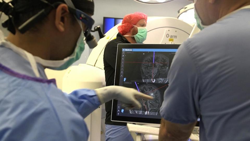 PHOTO: Deep brain stimulation a procedure in which a surgeon implants one or more small electrodes in the brain and a device called a neurostimulator in the upper chest to help treat neurological conditions.  (OU Health/Bethany Children’s Health Center)