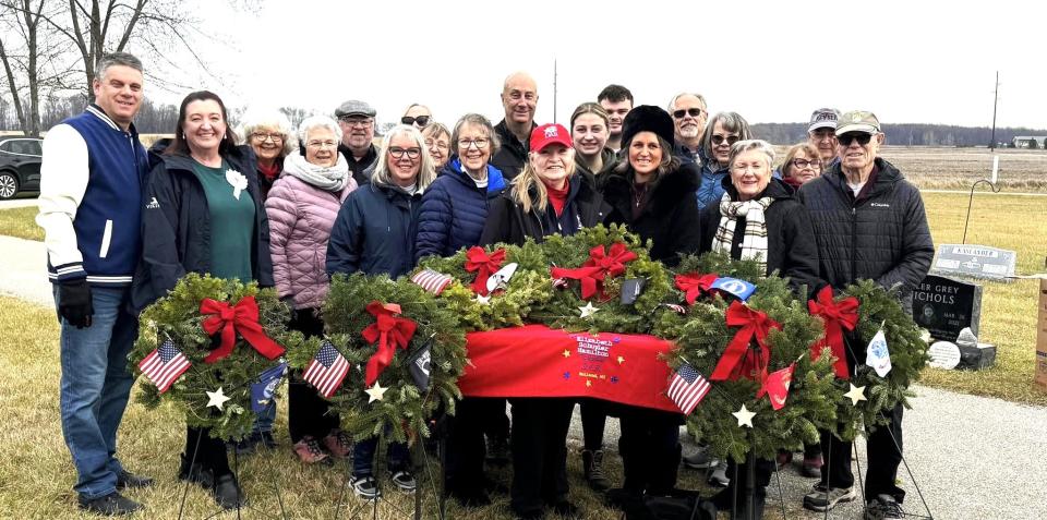 Members of the Elizabeth Schuyler Hamilton Chapter of the Daughters of the American Revolution recently laid wreaths on the gravesites of 58 veterans at West Drenthe Cemetery in Zeeland.