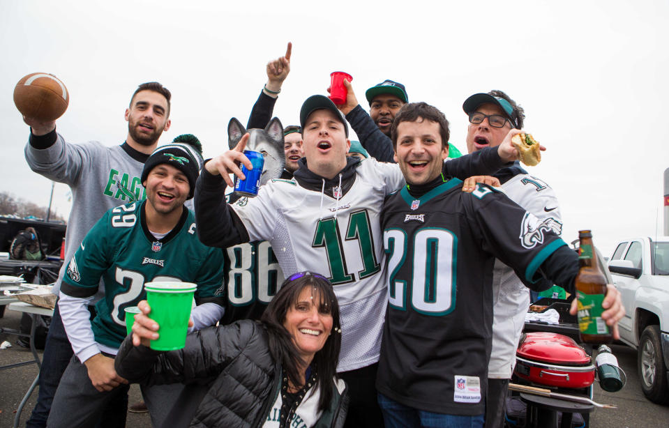 Eagles fans begin their tailgating early Sunday morning as they prepare for the Philadelphia Eagles to take on the visiting Minnesota Vikings in the NFC Championship game at Lincoln Financial Field.