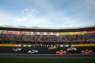 CHARLOTTE, NC - MAY 19: Cars race during the NASCAR Sprint Showdown at Charlotte Motor Speedway on May 19, 2012 in Charlotte, North Carolina. (Photo by Scott Halleran/Getty Images for NASCAR)
