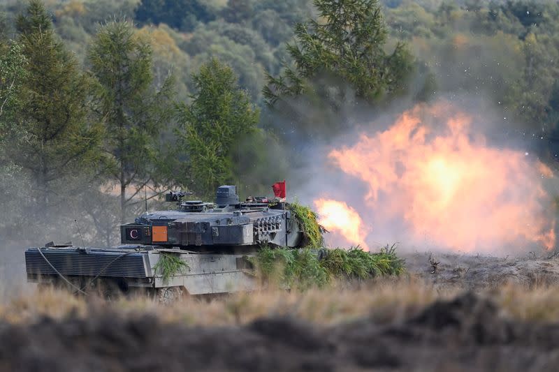 German Chancellor Scholz visits German army training at a military base in Bergen