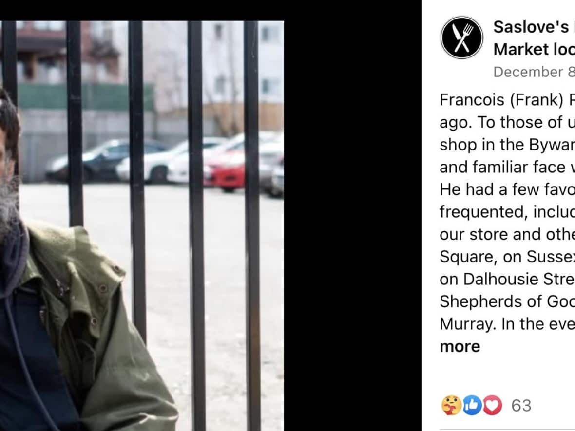 Saslove's Meat Market shared this photo of Frank, along with a heartfelt message about what he meant to the community, after his death. (Facebook/Saslove's Meat Market - image credit)