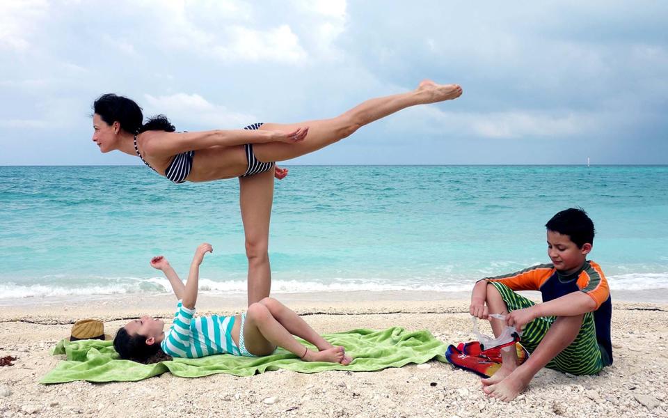 His wife, model Cristen Chin, and kids in the Bahamas