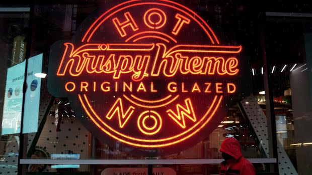 The Krispy Kreme Hot Now sign.