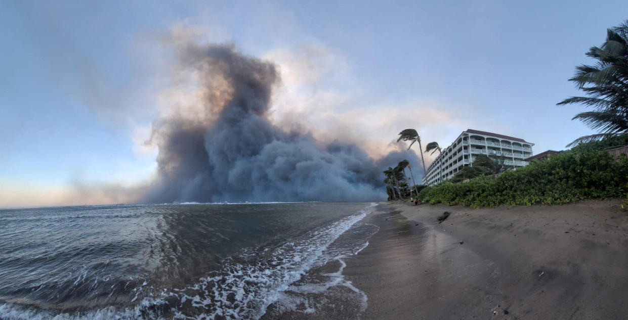 Smoke billows near Lahaina, Hawaii