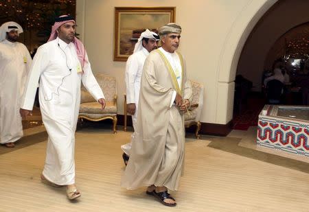 Mohammed bin Hamad Al Rumhy, Oman's Minister of Oil and Gas, arrives to a meeting between OPEC and non-OPEC oil producers, in Doha, Qatar April 17, 2016. REUTERS/Ibraheem Al Omari