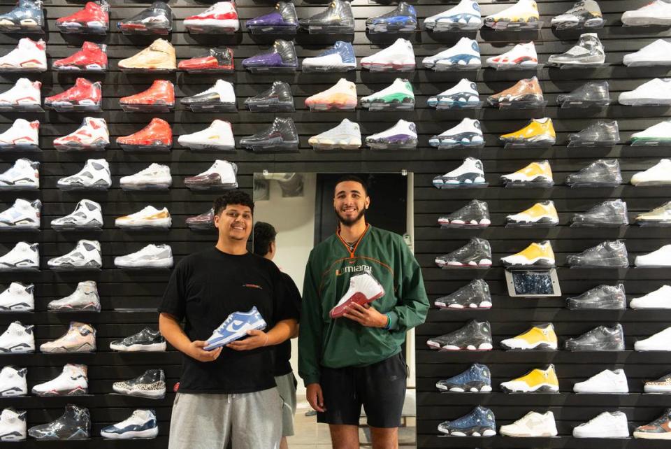 Knockout Sneaker Boutique co-owners Michael Reyes, left, and Cade McGaugh along with partner Ernesto Hernandez, not pictured, have opened in a 3,500-square-foot space at 600 E. Douglas that has room for walls of tennis shoes and space for two other businesses as well.