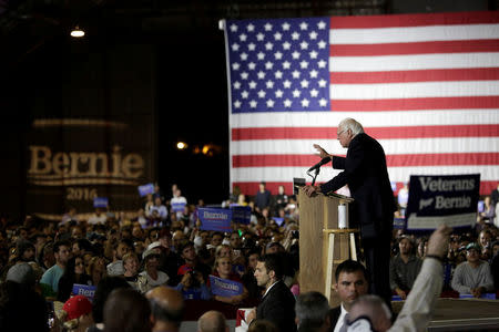 Democratic U.S. presidential candidate Bernie Sanders speaks during an election night rally in Santa Monica, California, U.S. June 7, 2016. REUTERS/Jason Redmond