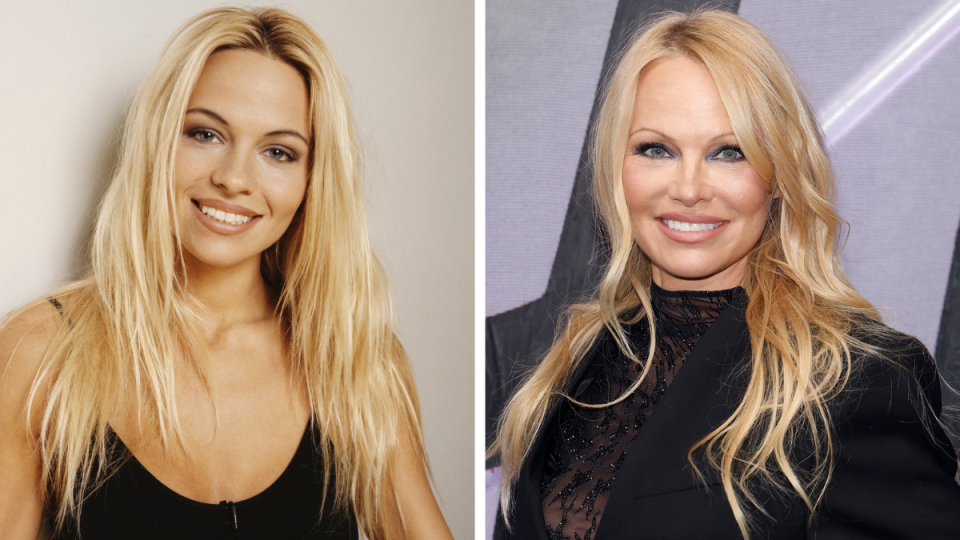 Pamela Anderson Left: 1993; Right: 2023