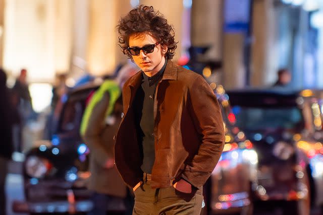 <p>METROPOLIS/Bauer-Griffin/GC Images</p> Timothee Chalamet debuts as Bob Dylan on the set of 'A Complete Unknown'