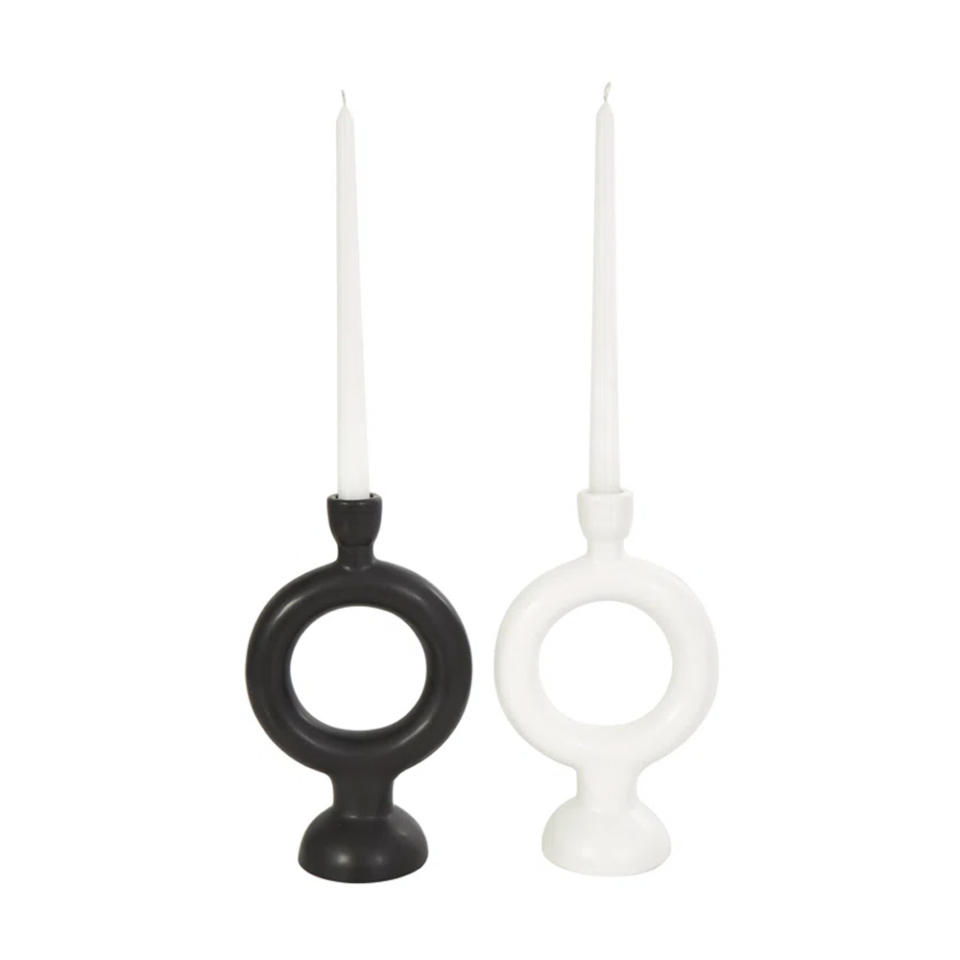 Mable 9.2" H Earthenware Candlestick (Set of 2) on white background