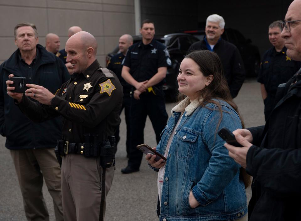 Courier & Press reporter Sarah Loesch attends the ceremonial turning of the dirt for the proposed new addition to the Vanderburgh County Jail Thursday morning, Dec. 22, 2022.