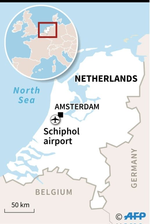 Amsterdam-Schiphol airport. Severe winter gales swept across the Netherlands on Thursday, forcing Amsterdam airport to cancel all flights