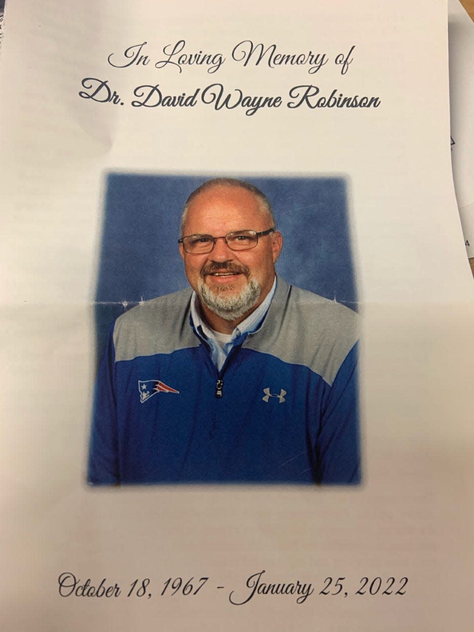 David Robinson died unexpectedly Jan. 25. Classes at Madison High School, where he served as principal since 2019, were cancelled Jan. 31 to allow for students and staff members to attend his funeral service held at the school gymnasium.