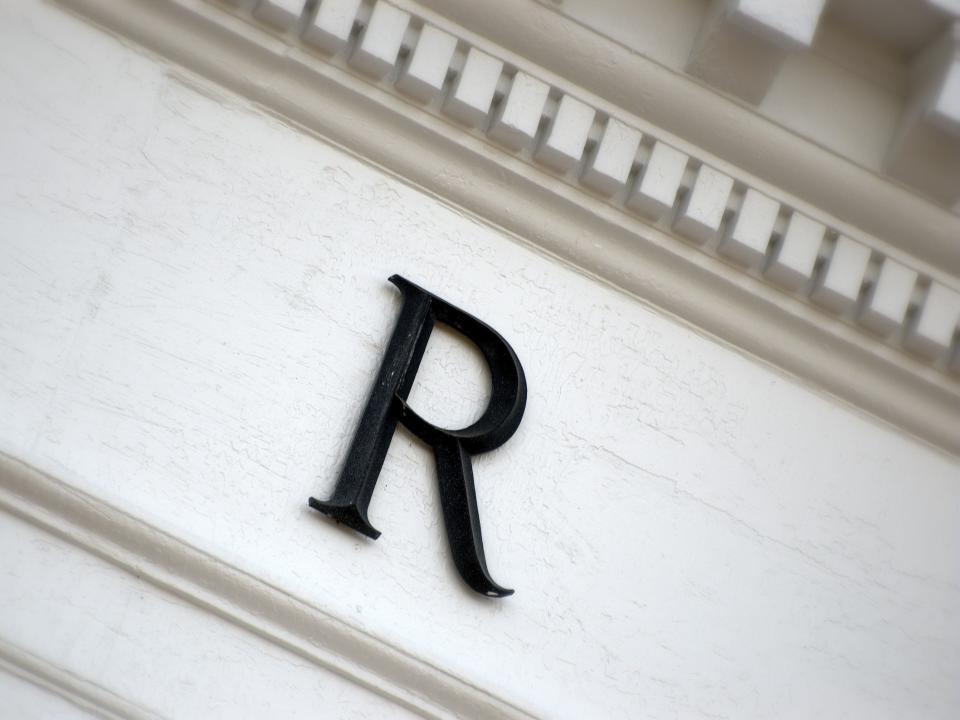 letter r recession restoration hardware alphabet sign