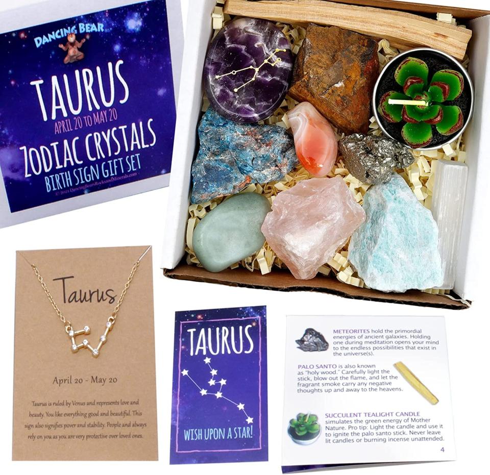 Dancing Bear Taurus Zodiac Healing Crystals Gift Set Amazon