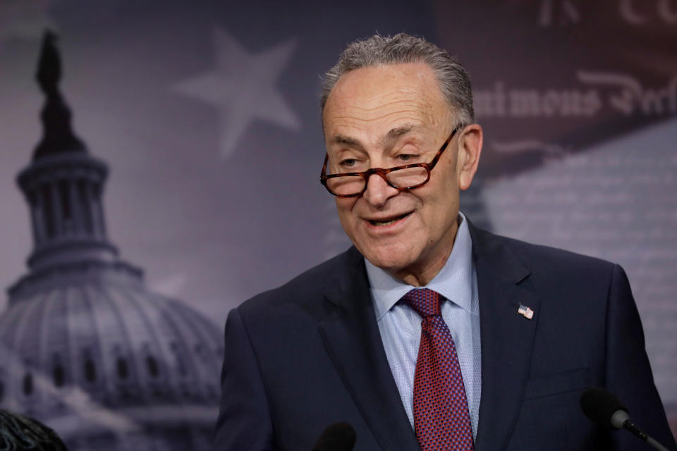 Senate Minority Leader Chuck Schumer (D-N.Y.) said Thursday that he had not yet seen Attorney General Jeff Sessions' change&nbsp;on marijuana policy. (Photo: Yuri Gripas / Reuters)