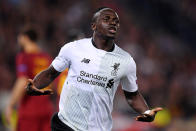 <p>Soccer Football – Champions League Semi Final Second Leg – AS Roma v Liverpool – Stadio Olimpico, Rome, Italy – May 2, 2018 Liverpool’s Sadio Mane celebrates scoring their first goal REUTERS/Alberto Lingria </p>