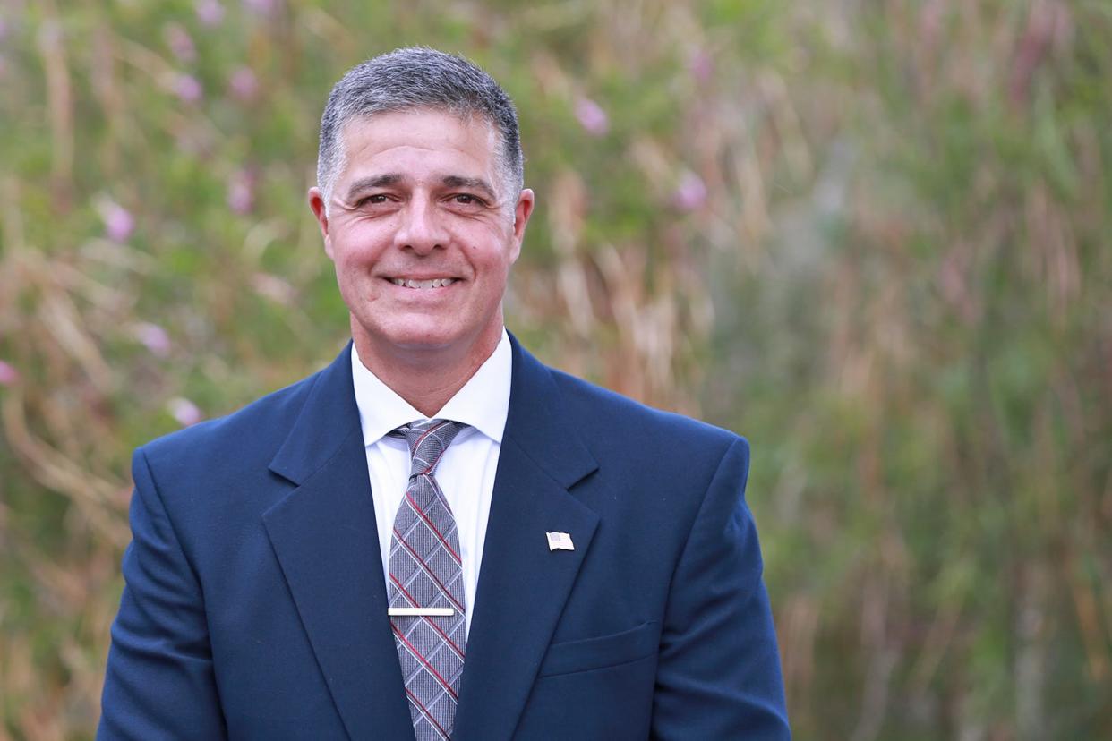 James Frietze posing for a photo outside of the Sun-News Building on Sept. 30, 2021. Frietze is running in the 2022 Dona Ana County Sherrif's election.