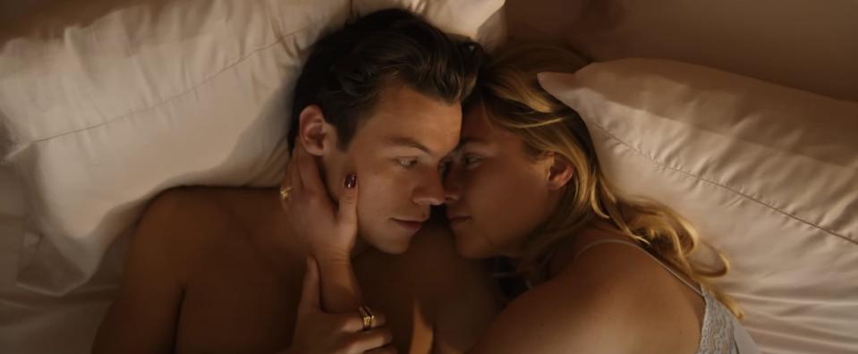 Harry Styles and Florence Pugh in the trailer for "Don't Worry Darling."