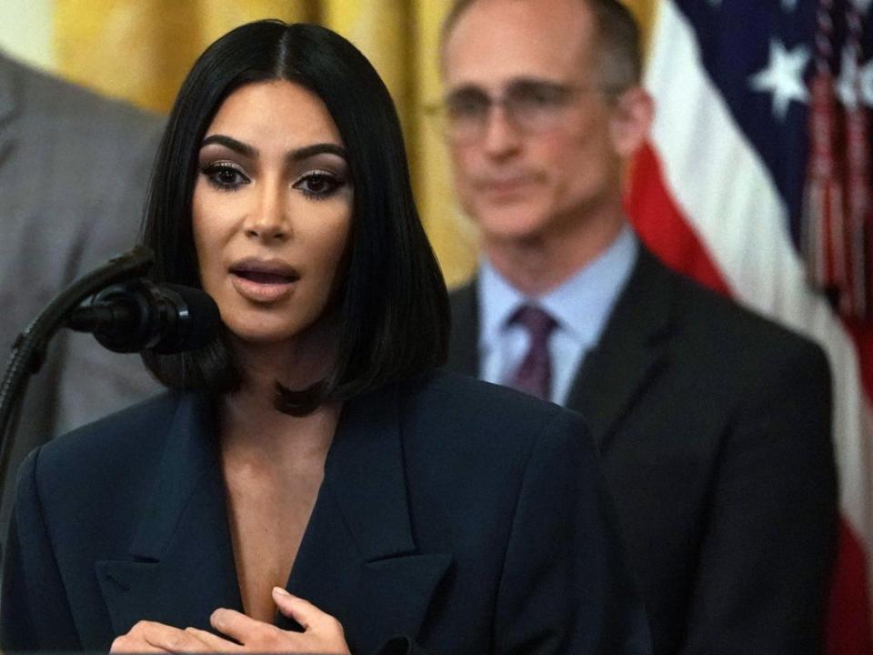 Kim Kardashian, pictured at the White House in 2019, is one of the many celebrities who have brought attention to penal reform in recent years (Getty Images)