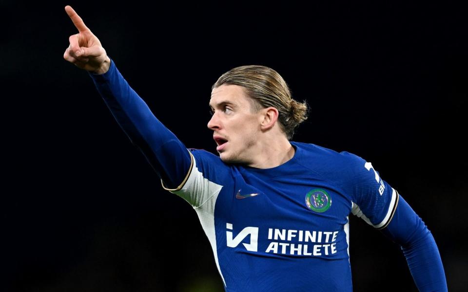 Conor Gallagher gestures during the FA Cup win over Leeds