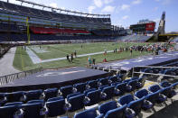 The New England Patriots and Miami Dolphins play in an empty Gillette Stadium due to the coronavirus pandemic in the second half of an NFL football game, Sunday, Sept. 13, 2020, in Foxborough, Mass. (AP Photo/Steven Senne)