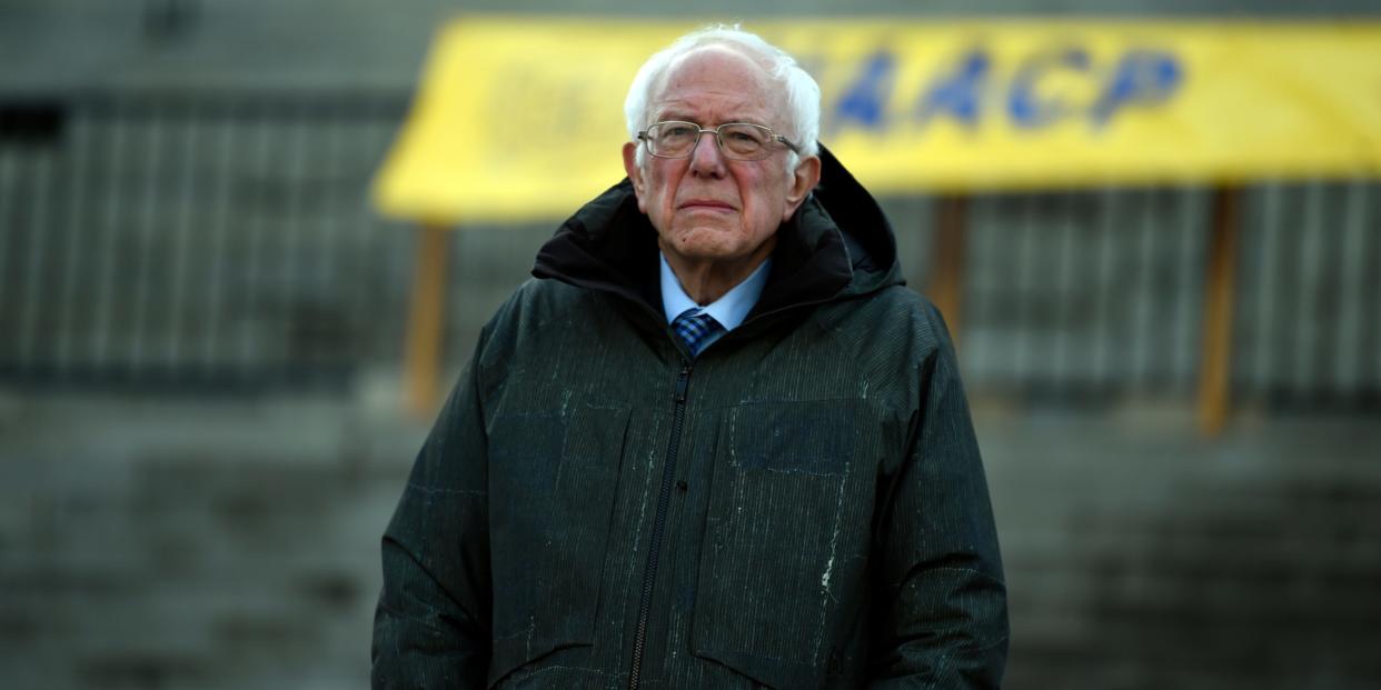 Democratic presidential candidate Sen. Bernie Sanders, I-Vt., stands at the South Carolina Statehouse before a Dr. Martin Luther King Jr. Day rally Monday, Jan. 20, 2020, in Columbia, S.C. (AP Photo/Meg Kinnard)