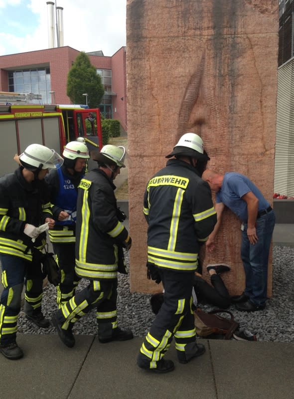 Man gets stuck in vagina statue at Germany university