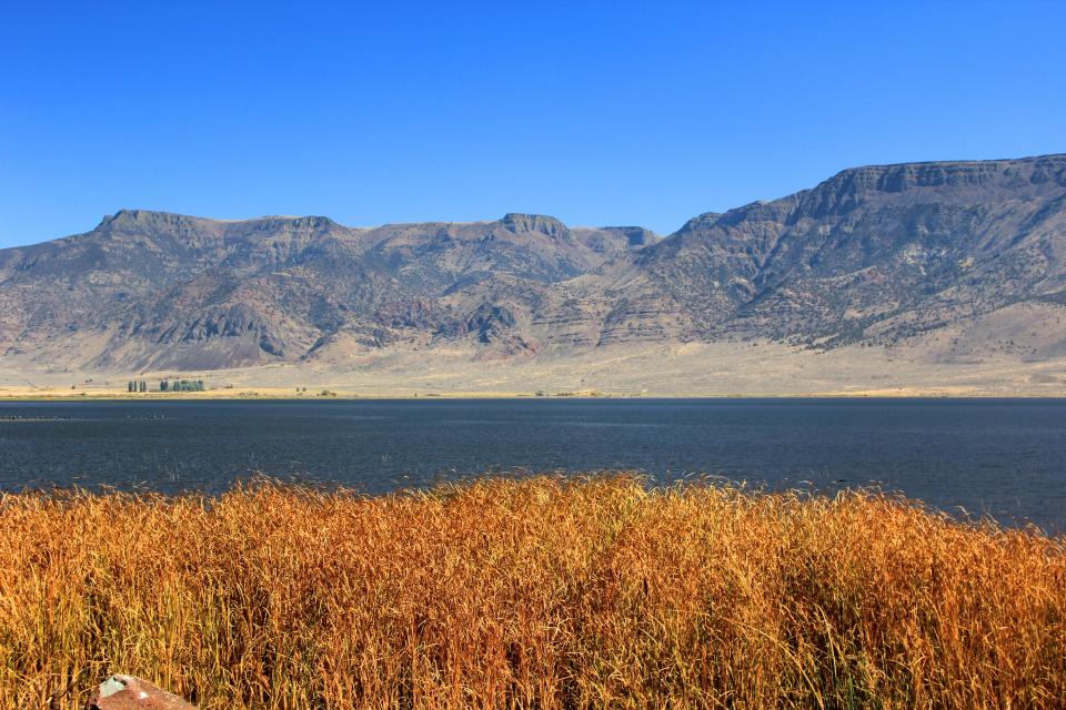 Hart Lake with Hart Mountain in the background.