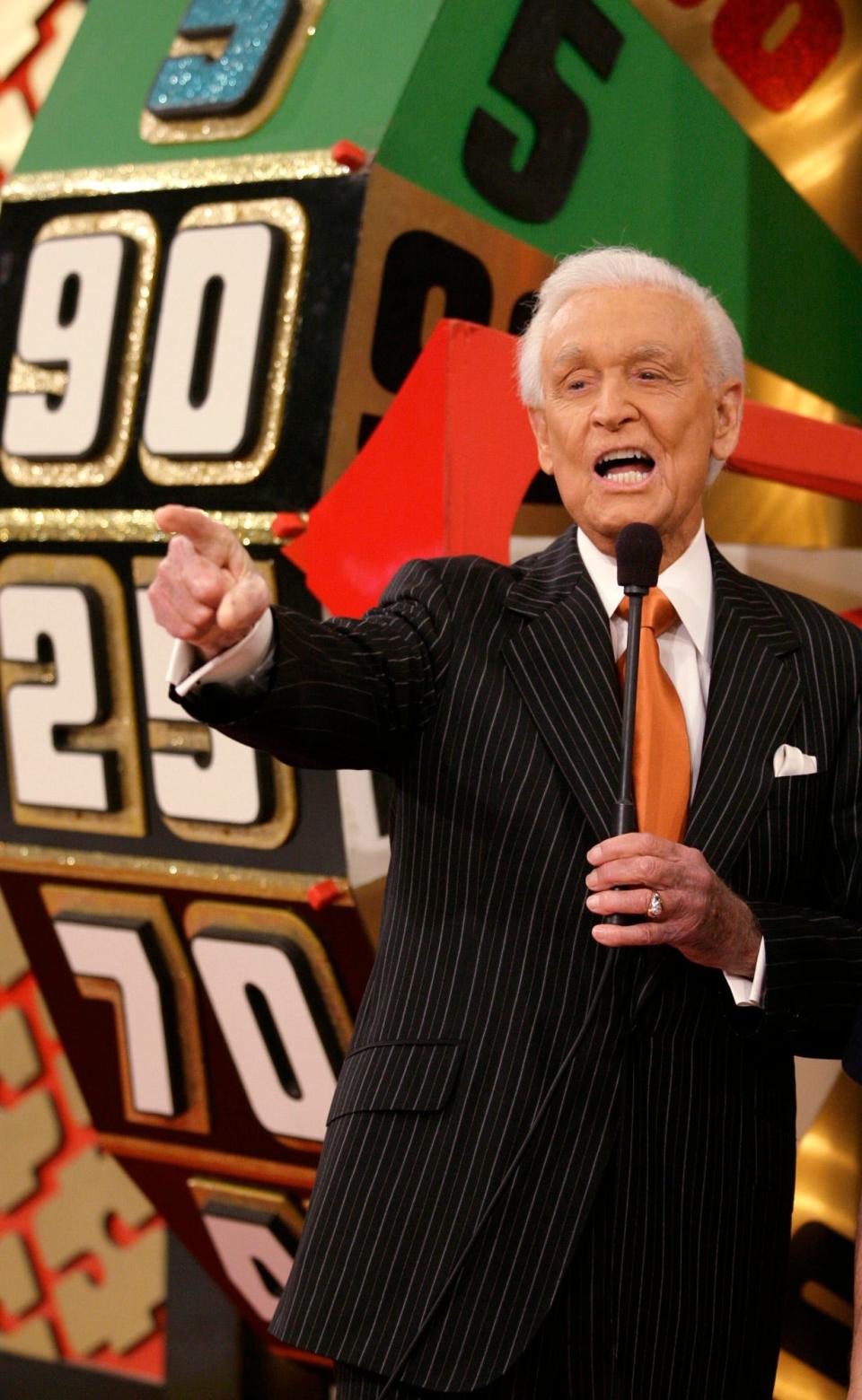 Bob Barker interacts with the audience during a taping of "The Price is Right."