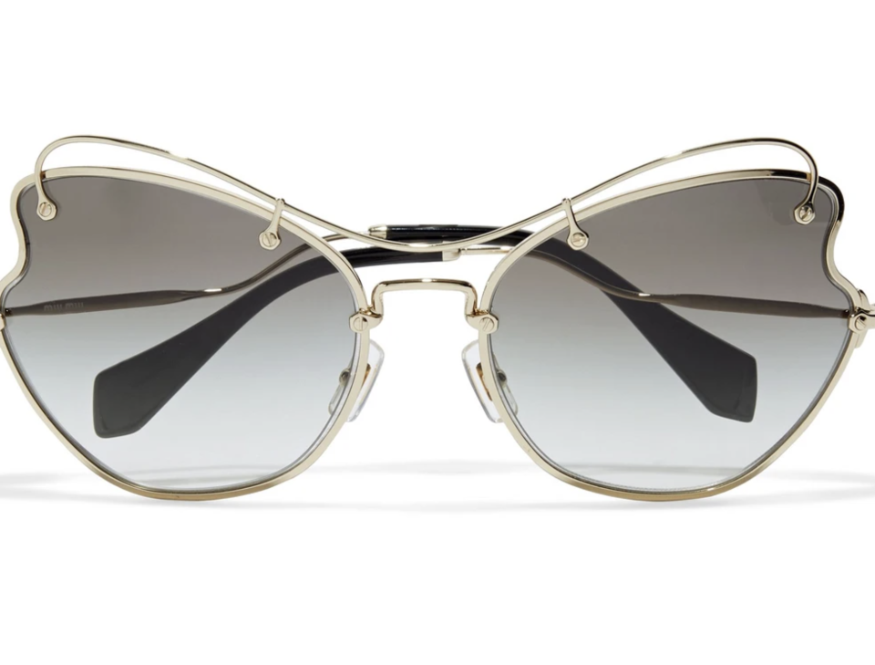 Miu Miu - Silberfarbene Sonnenbrille mit Butterfly-Rahmen