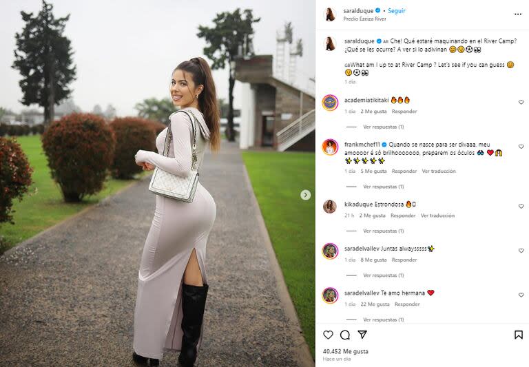 Sara Duque, la profesora de inglés de Julián Álvarez, visitó el River Camp (Foto: Instagram @saralduque)