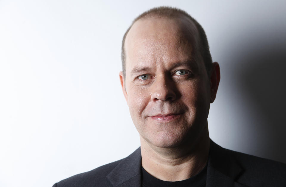 FILE - American actor James Michael Tyler poses for a portrait on Wednesday, Nov. 14, 2012 in New York. Tyler, the actor known widely for his recurring role as Gunther on “Friends,” died Sunday, Oct. 24, 2021, at his home in Los Angeles from prostate cancer. He was 59. (Photo by Carlo Allegri/Invision/AP, File)