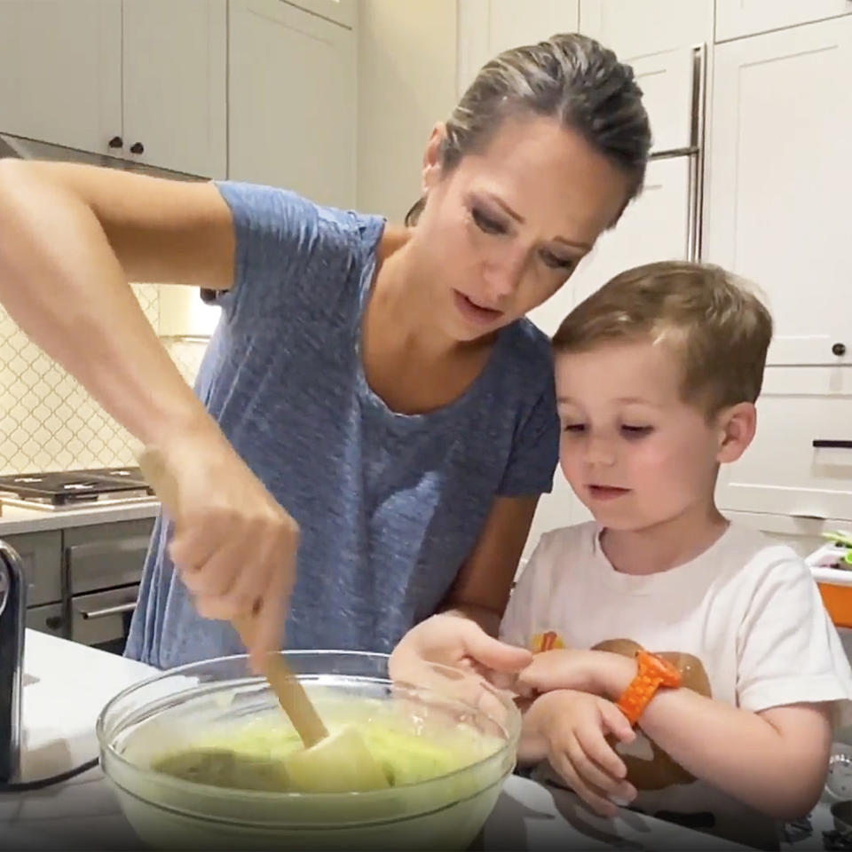 Dylan Dreyer and her son Cal teamed up to make zucchini bread.  (TODAY)