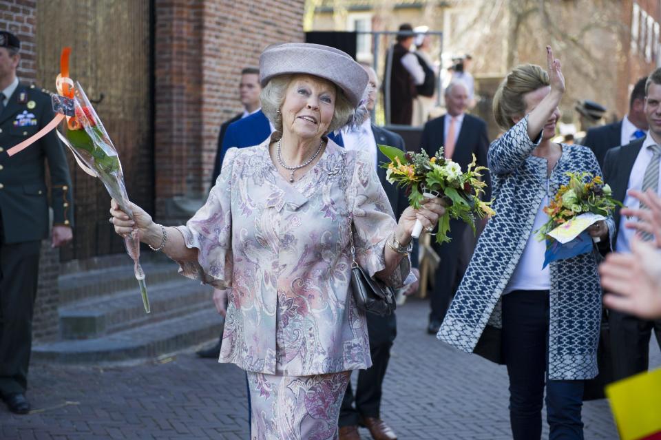 Netherlands' former Queen, now known as Princess Beatrix, attends festivities marking King's Day in De Rijp, 36 kilometers (22 miles) north of Amsterdam, Netherlands, Saturday, April 26, 2014. The Dutch marked King's Day on Saturday, a national holiday held in honor of the newly installed monarch, King Willem Alexander. King's Day replaces the traditional Queen's Day. (AP Photo/Patrick Post)