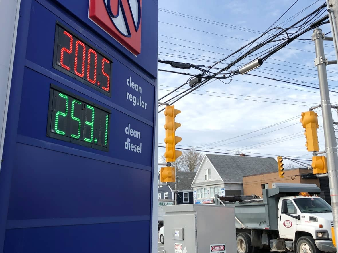 Saskatchewan is one of the last places in Canada to reach the new fuel price milestone. This Nova Scotia gas station crossed the $2 per litre mark in mid-May 2022.  (Tom Ayers/CBC - image credit)