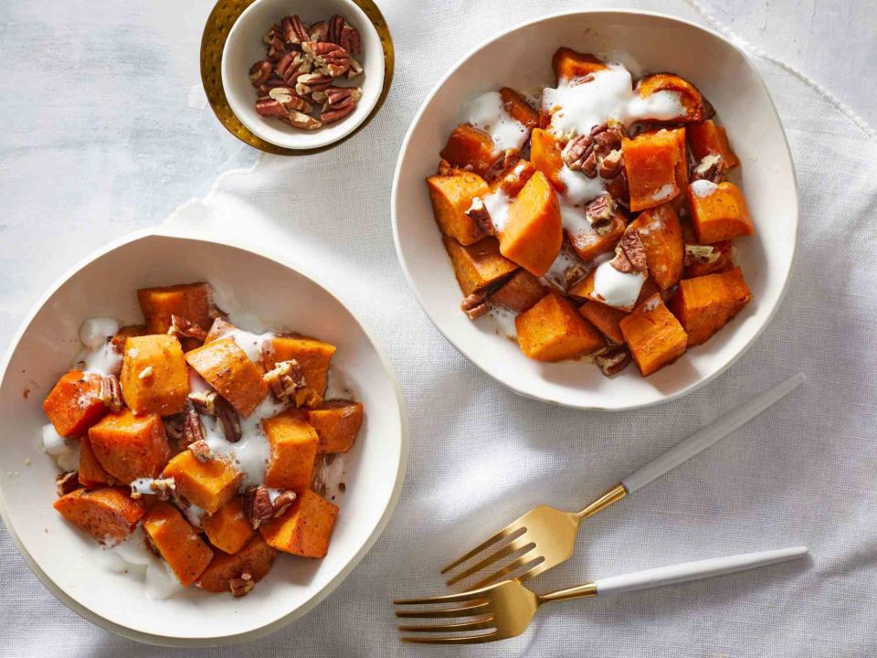 <p><strong>Recipe: <a href="https://www.southernliving.com/recipes/slow-cooker-sweet-potato-casserole" rel="nofollow noopener" target="_blank" data-ylk="slk:Slow Cooker Sweet Potato Casserole;elm:context_link;itc:0;sec:content-canvas" class="link ">Slow Cooker Sweet Potato Casserole</a></strong></p> <p>If you're looking for the classic flavor of a sweet potato casserole without taking up more oven space, this slow-cooker sweet potato casserole is simple enough and has all the delicious elements of the oven version.</p>