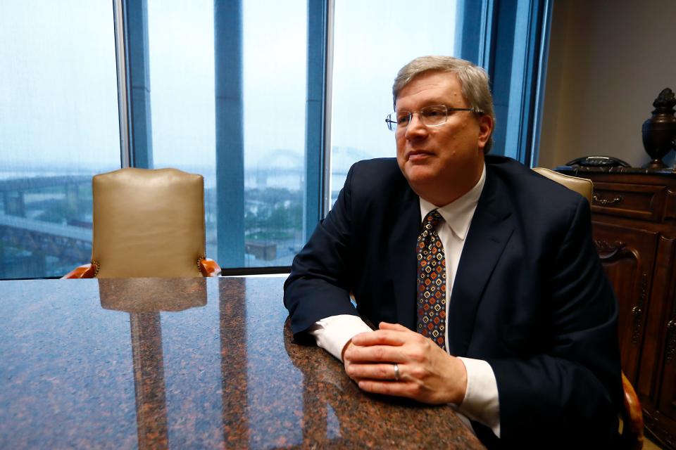 Memphis Mayor Jim Strickland addresses coronavirus concerns and potential city-wide mandates from City Hall on Monday, March 16, 2020. 