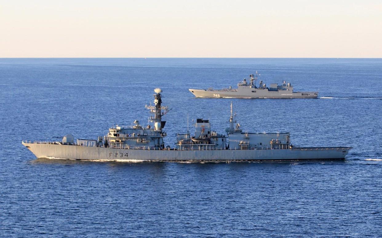 Cannibalisation is particularly common in Type 23 frigates such as HMS Iron Duke, pictured in foreground. - MOD