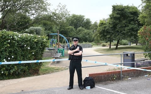 Police cordon at Queen Elizabeth Gardens in Salisbury - Credit: PA